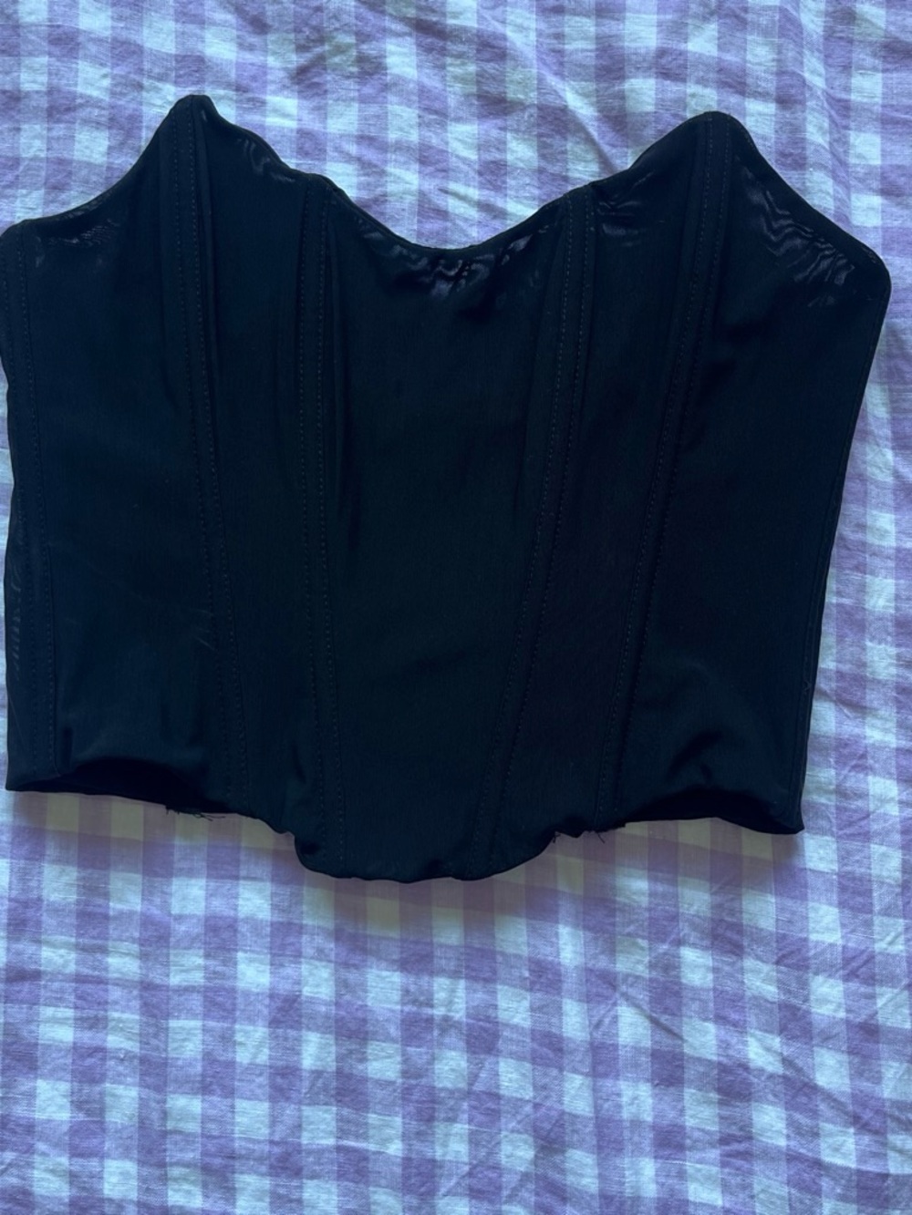 Black Strapless Corset Crop Top